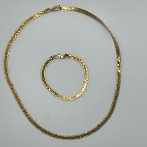 Gold Necklace and Bracelet Set